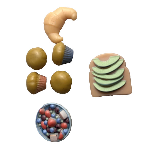 Miniature Doll Food Lot Avocado Toast Muffins Croissant Fruit Bowl 1:6 Scale - Picture 2 of 13